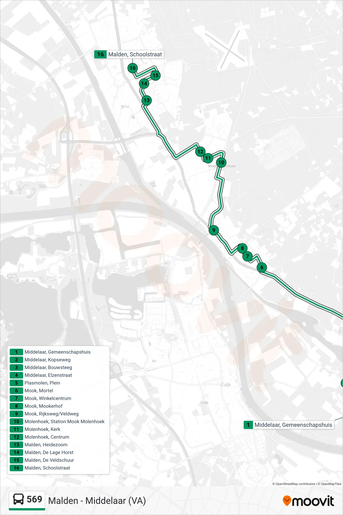 Lijn 569 (bus, Reserveerrrreis): route en haltes op de kaart