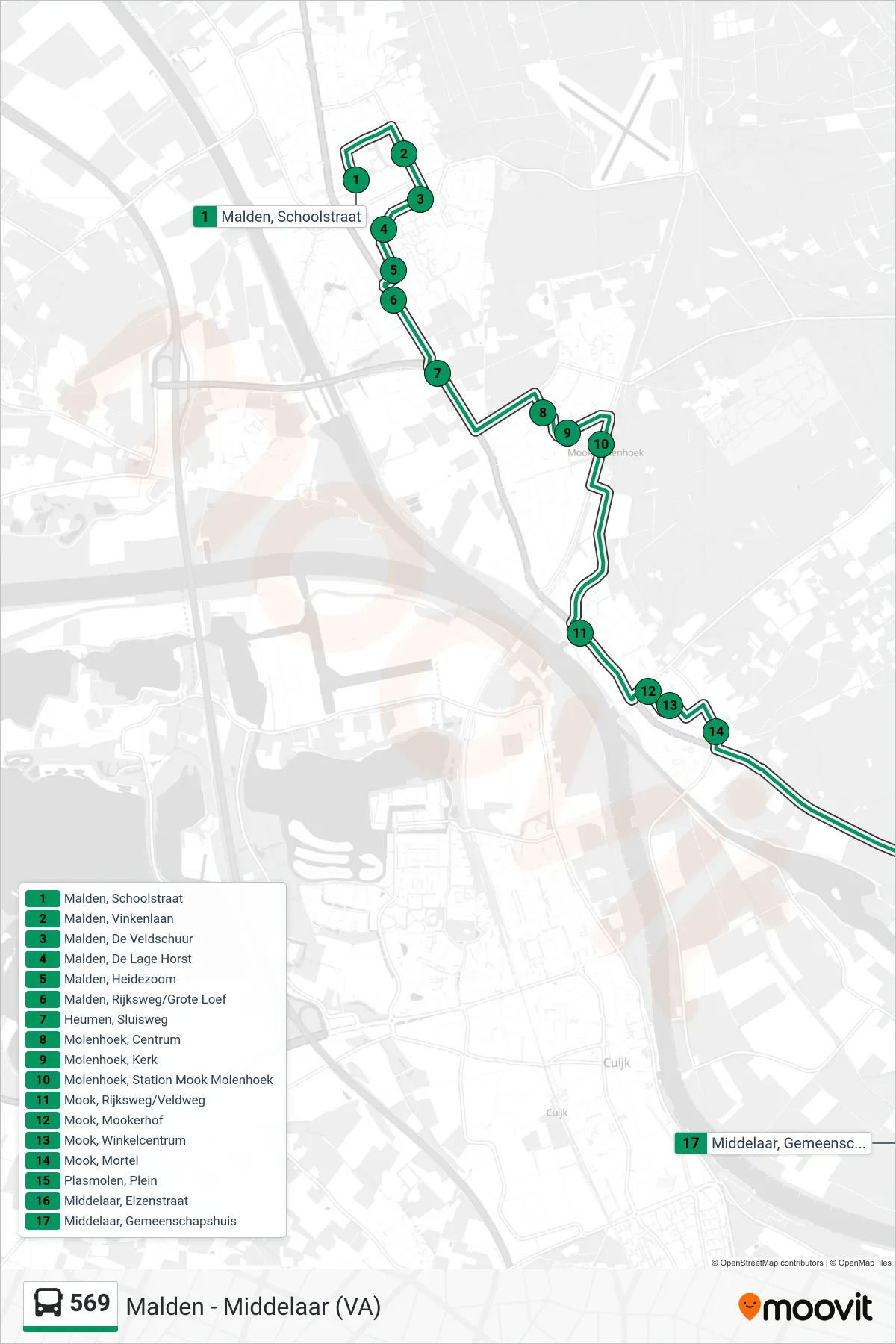 Lijn 569 (bus, Reserveerrrreis): route en haltes op de kaart
