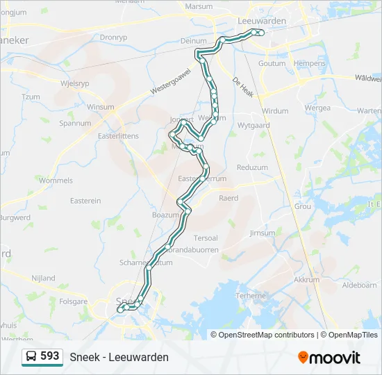 593 Bus Line Map