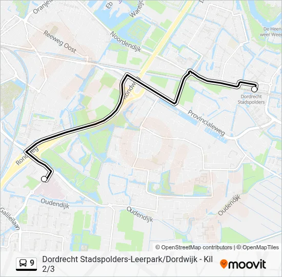 Bus 9 lijnkaart
