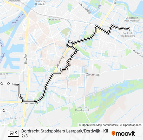 Bus 9 lijnkaart