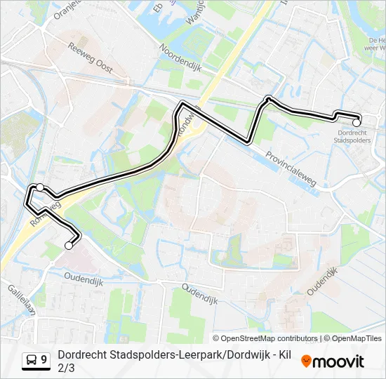Bus 9 lijnkaart