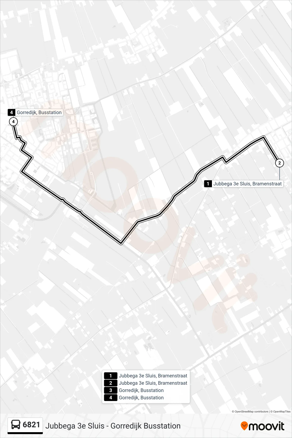 Lijn 6821 (bus, Dokkum): route en haltes op de kaart