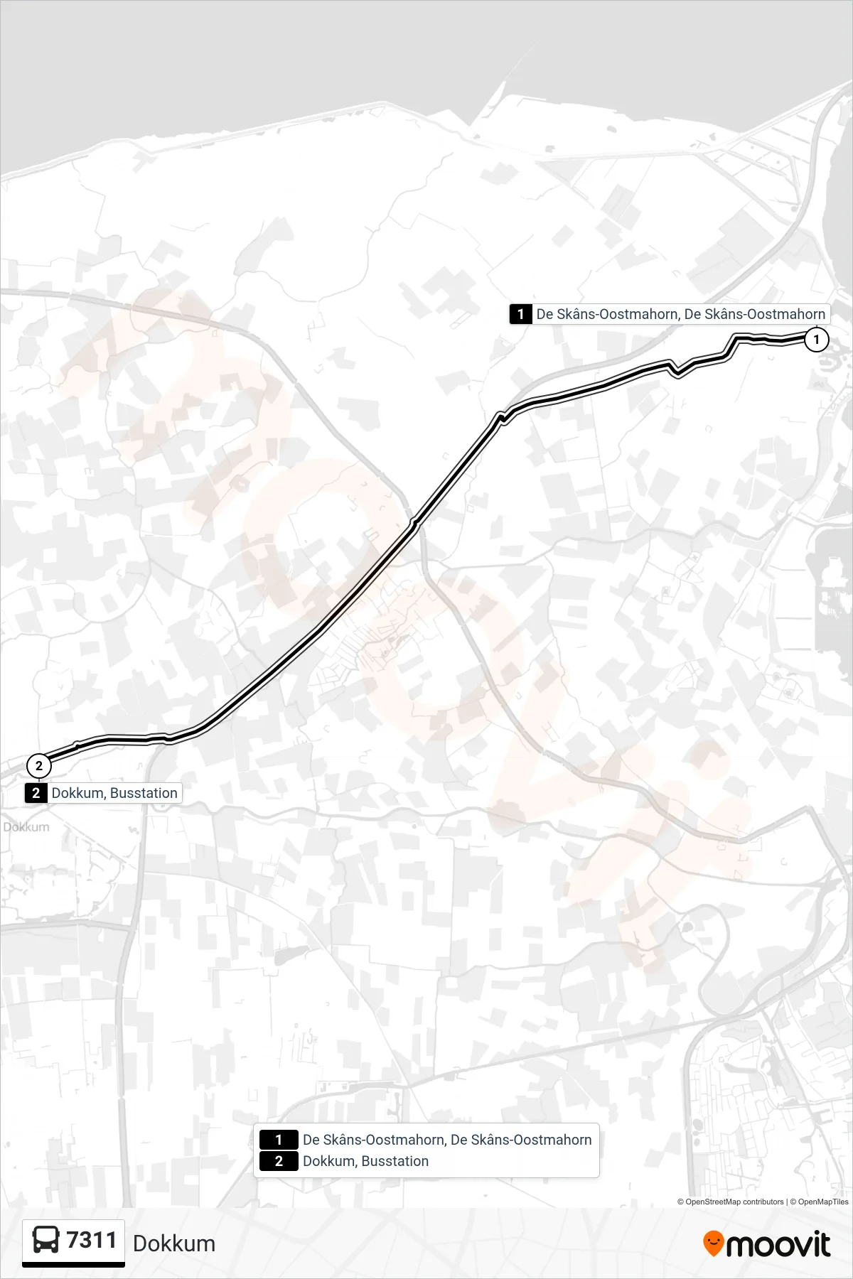 Lijn 7311 (bus, Dokkum): route en haltes op de kaart