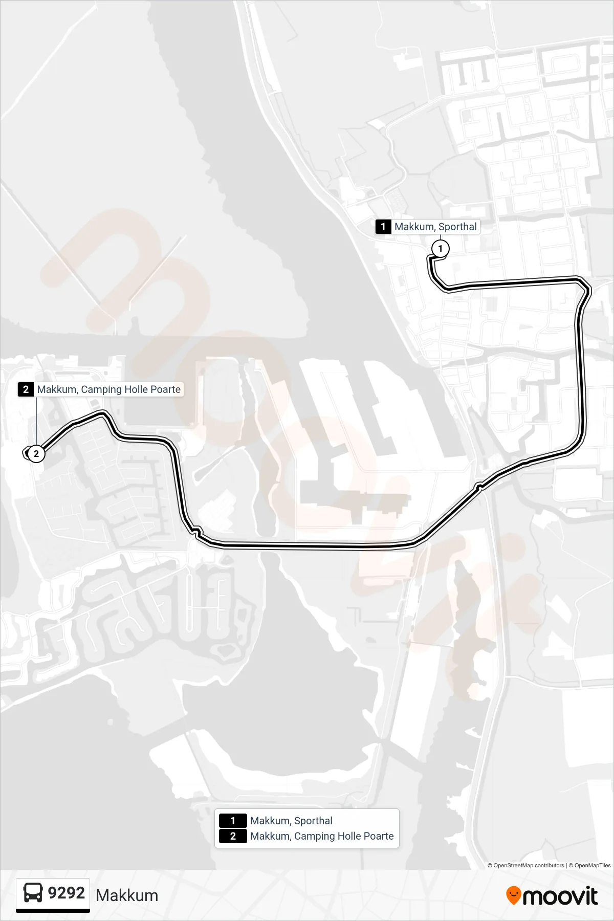Lijn 9292 (bus, Makkum): route en haltes op de kaart
