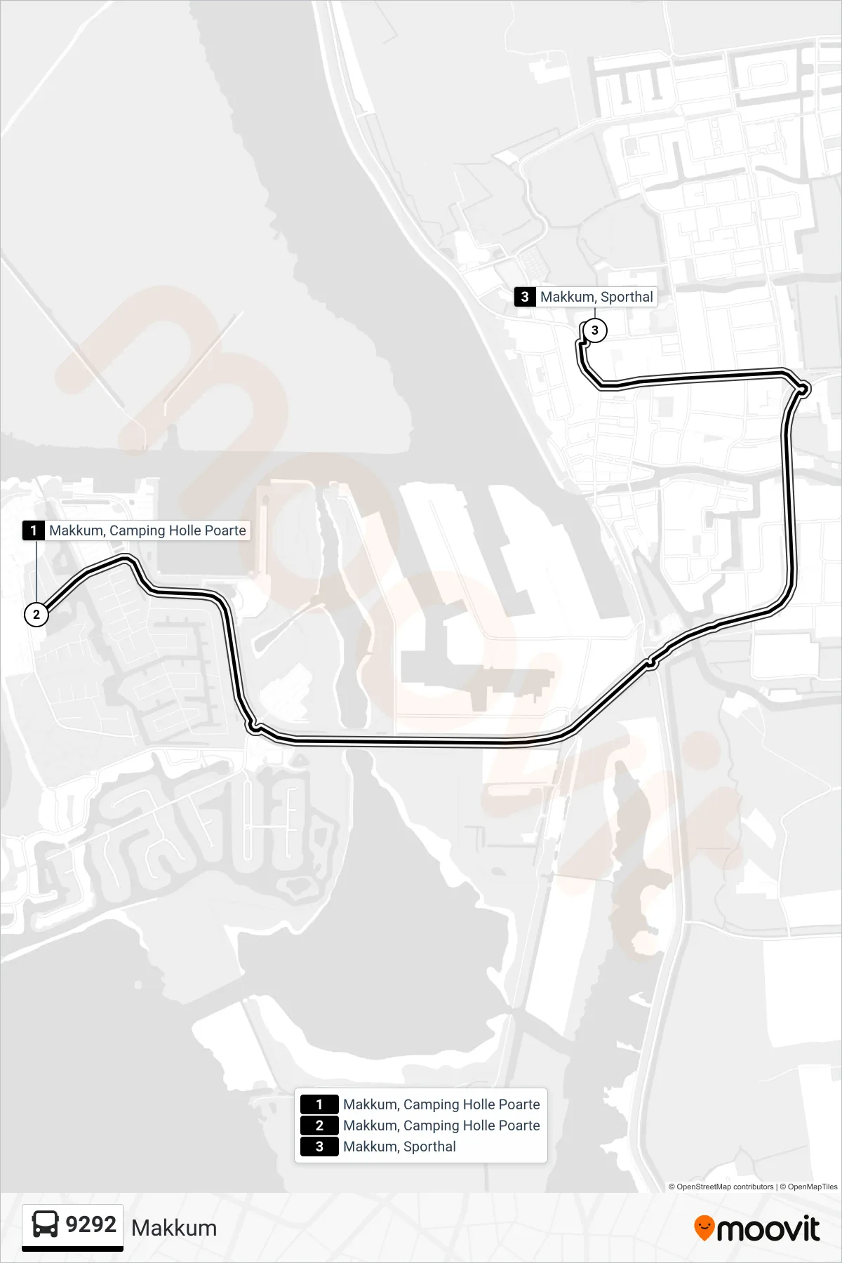 Lijn 9292 (bus, Makkum): route en haltes op de kaart