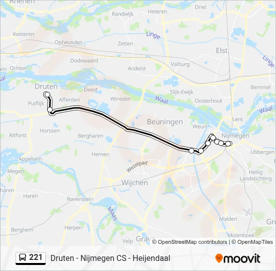 Bus 221 lijnkaart