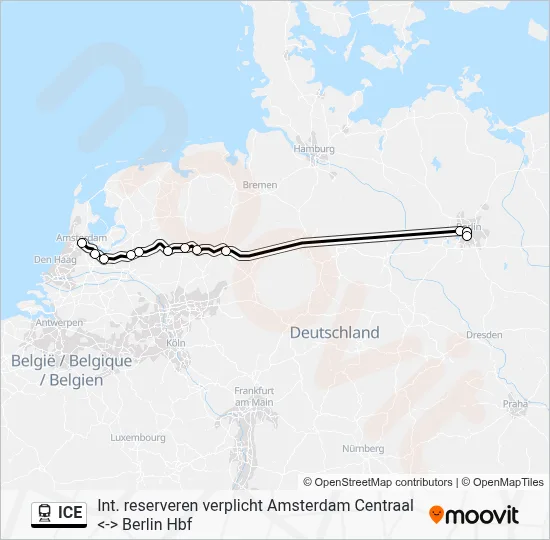 Trein ICE lijnkaart