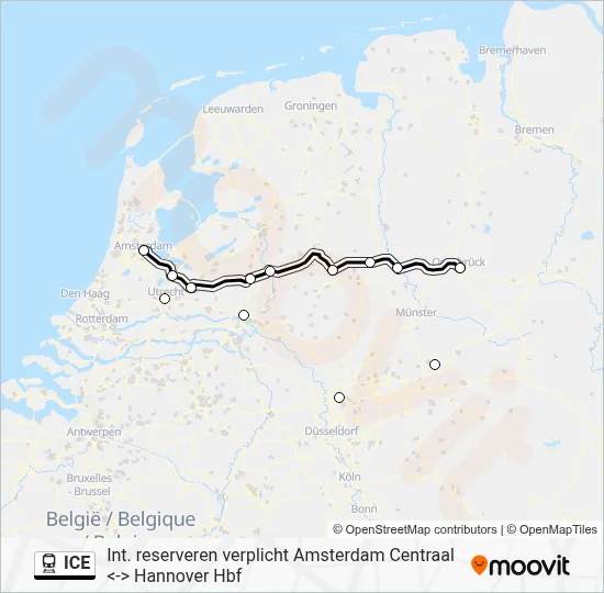 ICE Train Line Map
