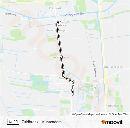 Bus 11 lijnkaart