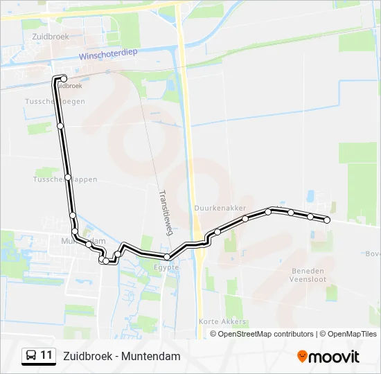 Bus 11 lijnkaart