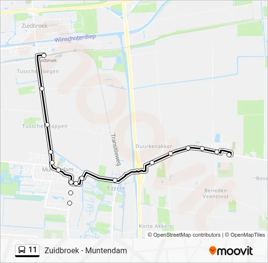 Bus 11 lijnkaart