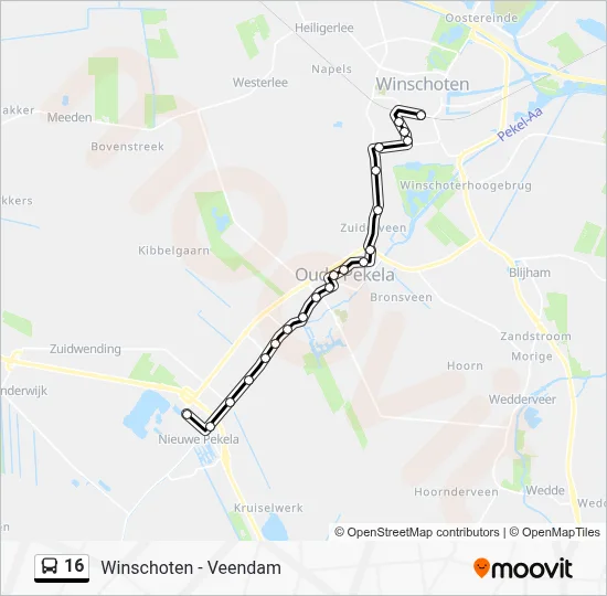 Bus 16 lijnkaart