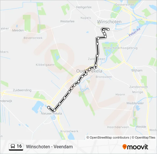 Bus 16 lijnkaart