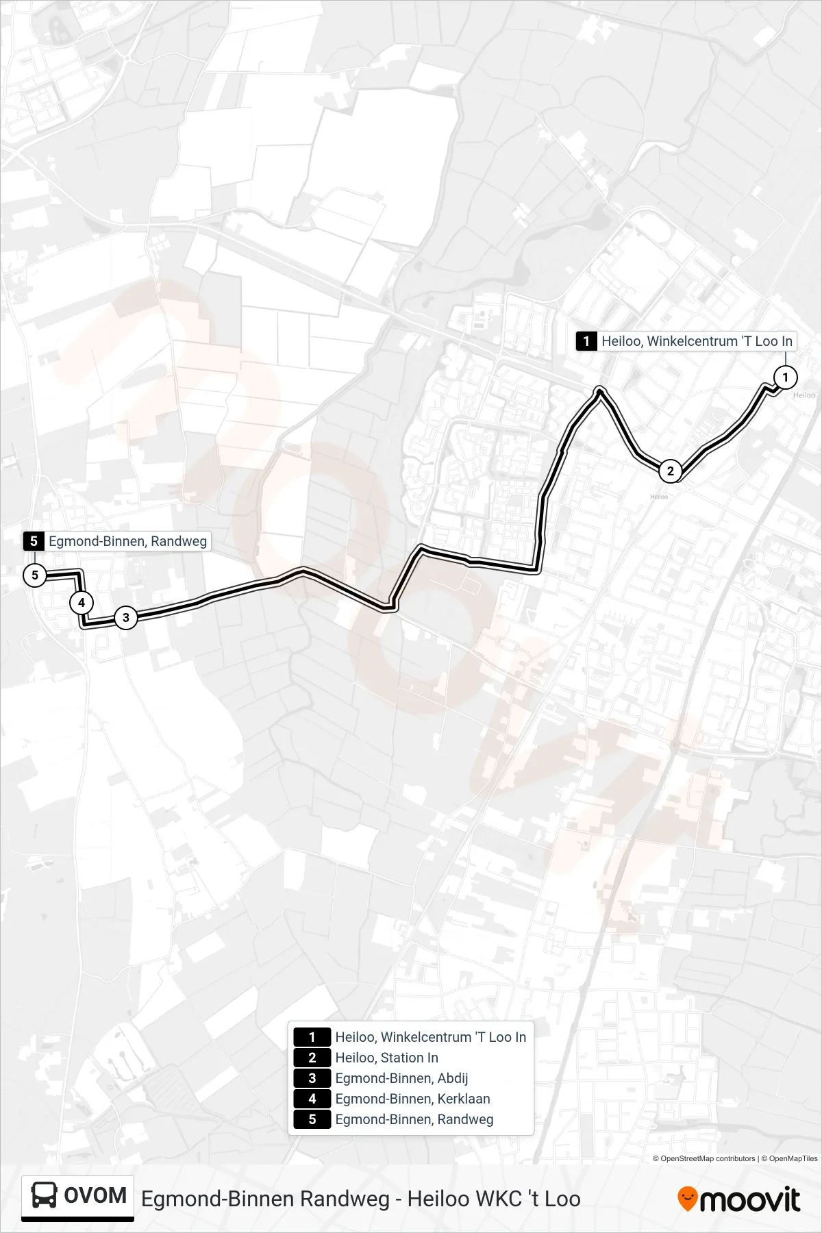 Lijn OVOM (bus, Egmond-Binnen Randweg): route en haltes op de kaart