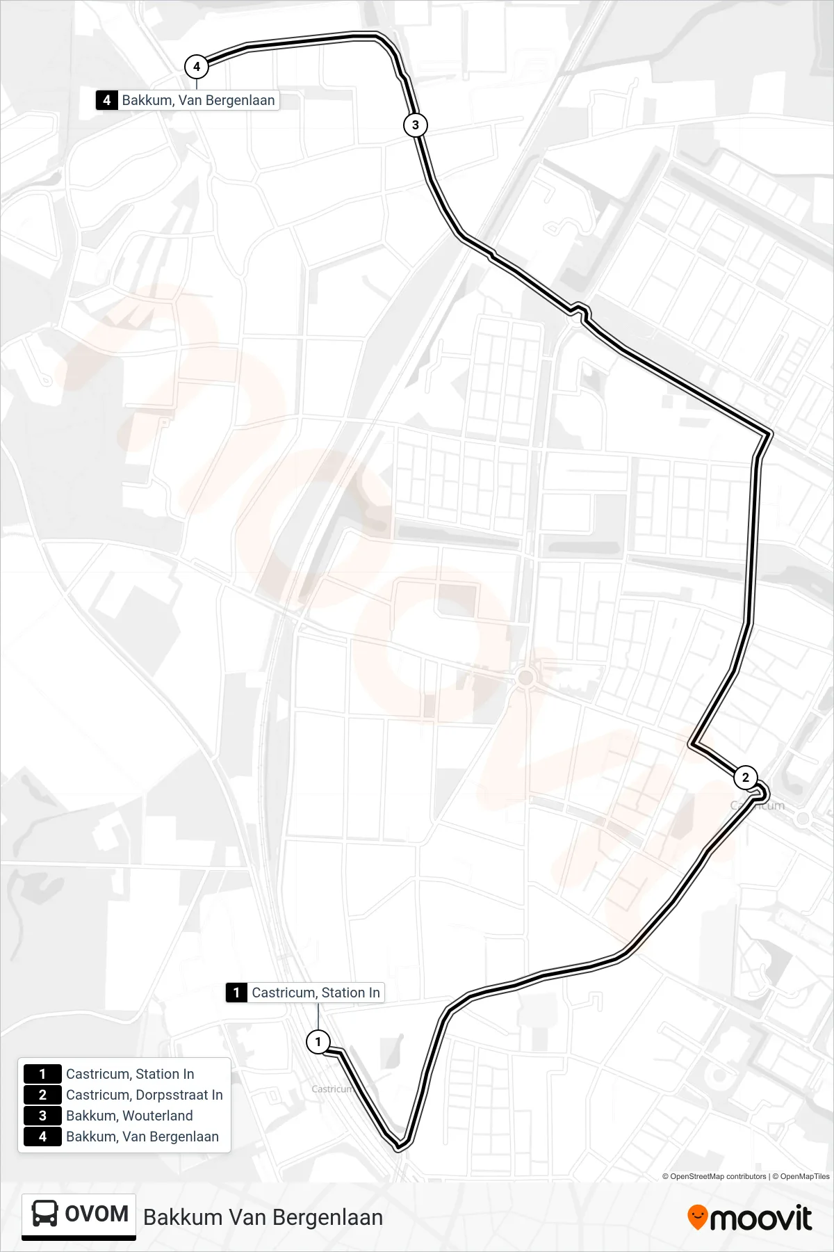 Lijn OVOM (bus, Bakkum Van Bergenlaan): route en haltes op de kaart