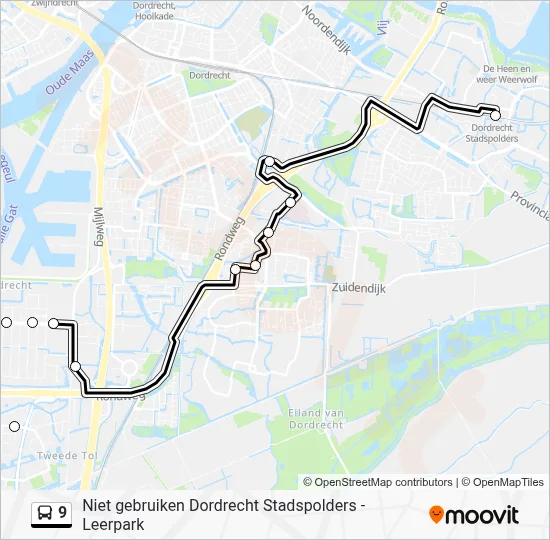 Bus 9 lijnkaart