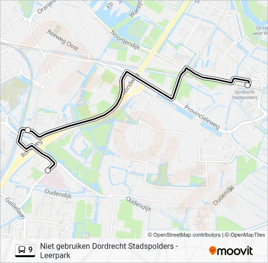 Bus 9 lijnkaart