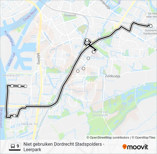 Bus 9 lijnkaart