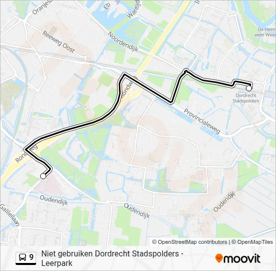 Bus 9 lijnkaart