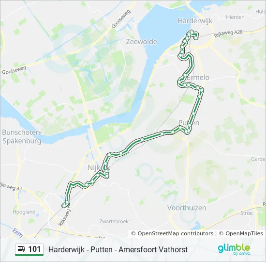 Bus 101 Route Map 101 Route: Schedules, Stops & Maps - Amersfoort Vathorst Via Putten  (Updated)