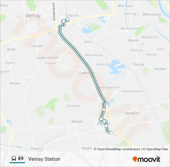 Bus 89 lijnkaart