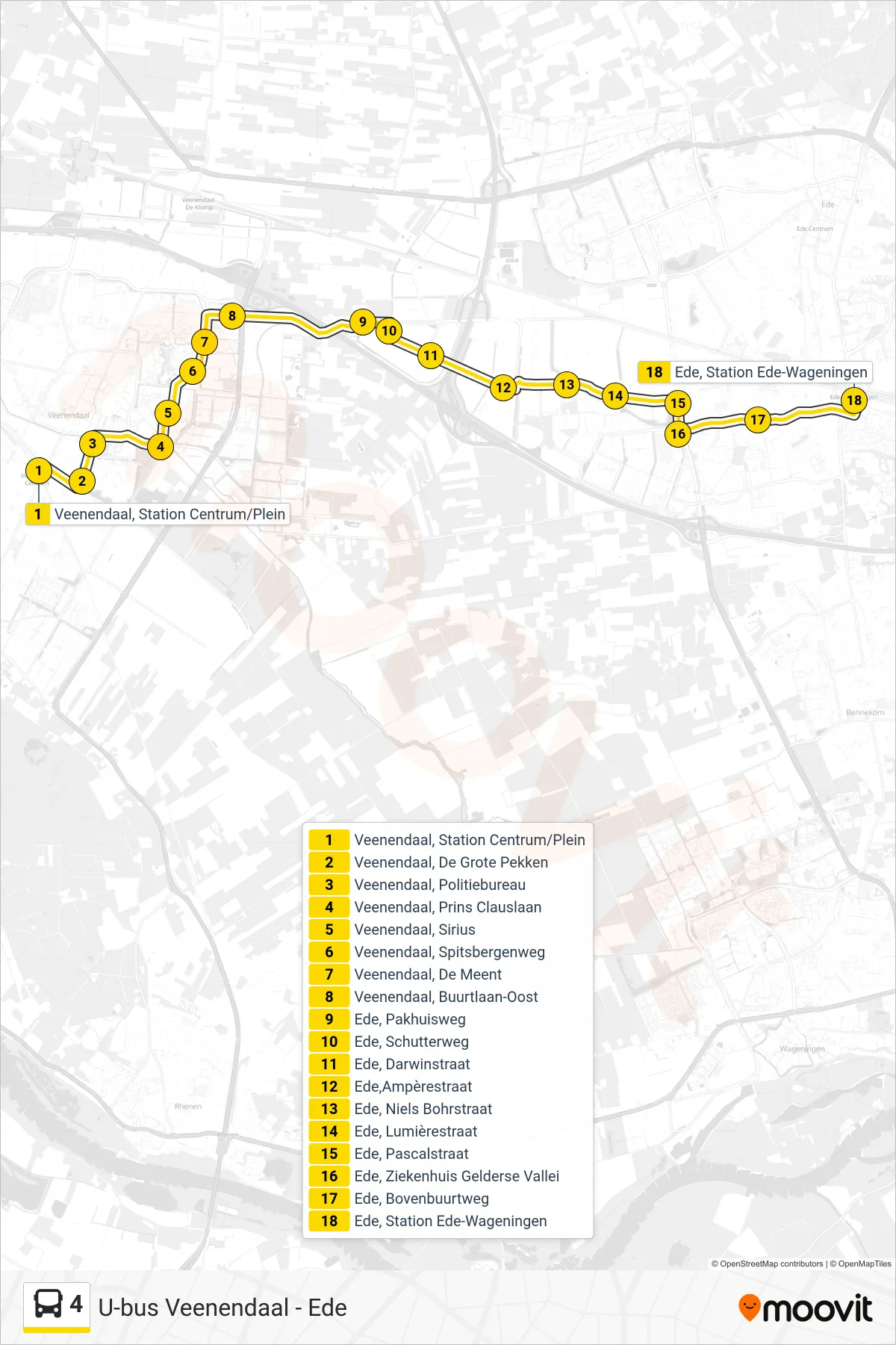 Lijn 4 (bus, Station): route en haltes op de kaart