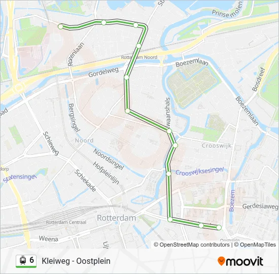 Tram 6 lijnkaart