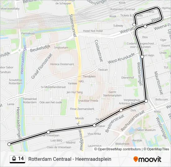 Schema Map.pdf 14 Route: dienstregelingen, haltes en kaarten - Rotterdam Centraal ...