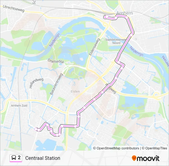 Bus 2 lijnkaart
