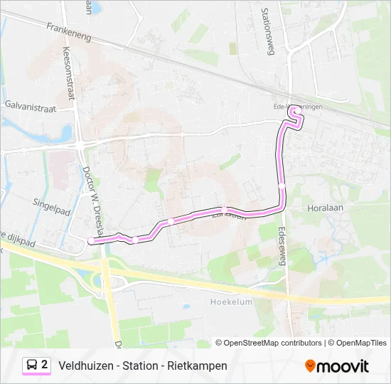 Bus 2 lijnkaart