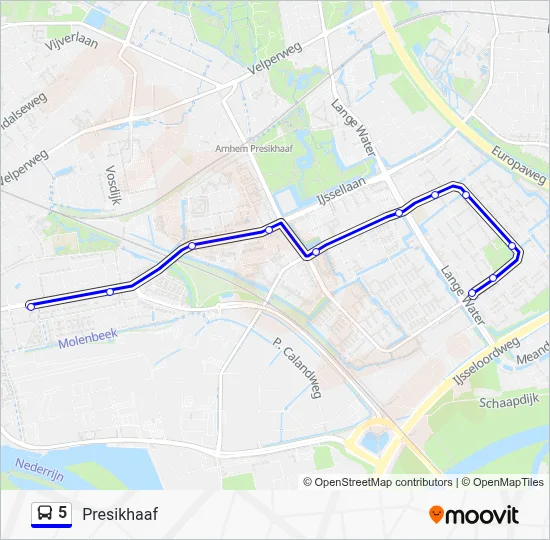 Bus 5 lijnkaart