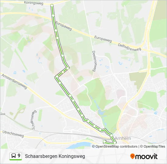 Bus 9 lijnkaart