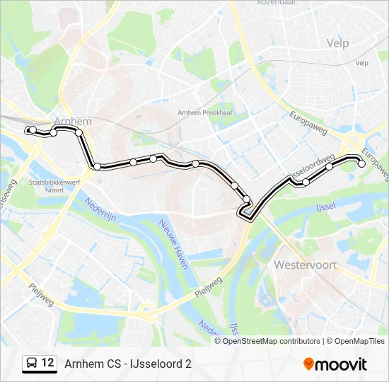 Bus 12 lijnkaart