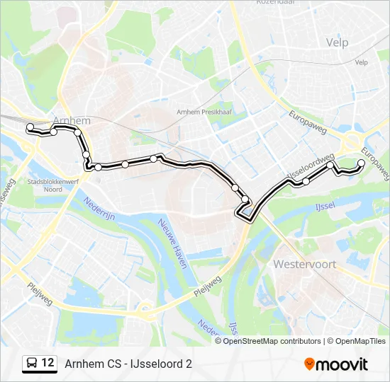 Bus 12 lijnkaart