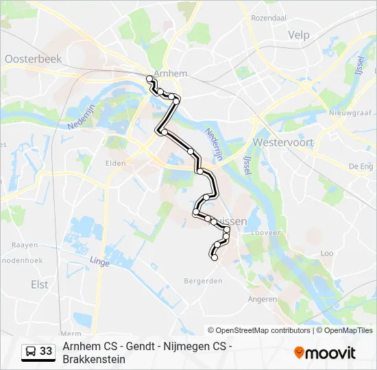 Bus 33 lijnkaart