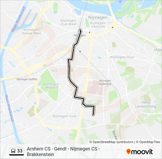 Bus 33 lijnkaart