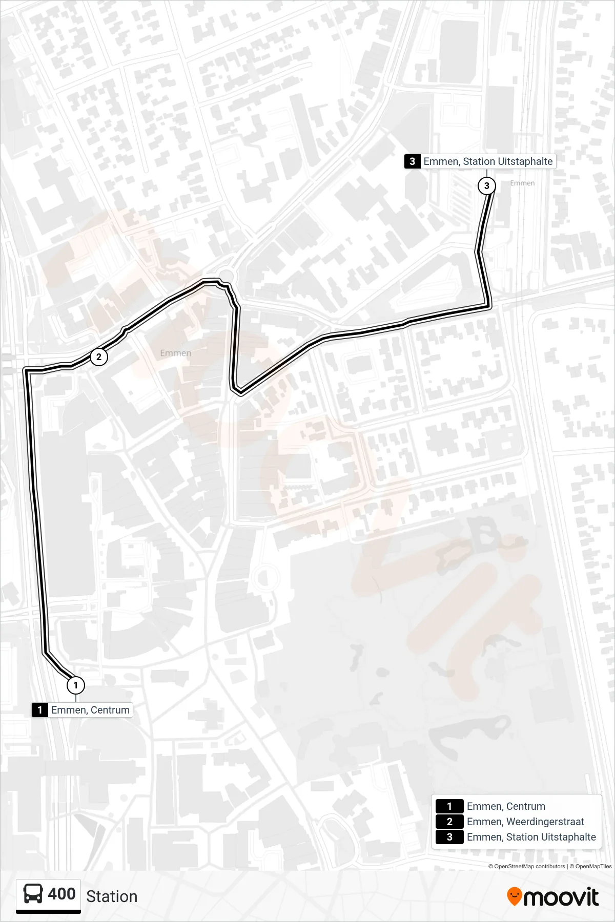 Lijn 400 (bus, Station): route en haltes op de kaart