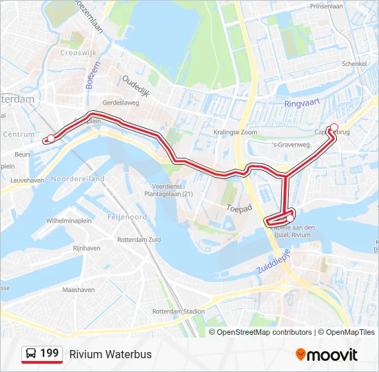 Bus 199 lijnkaart