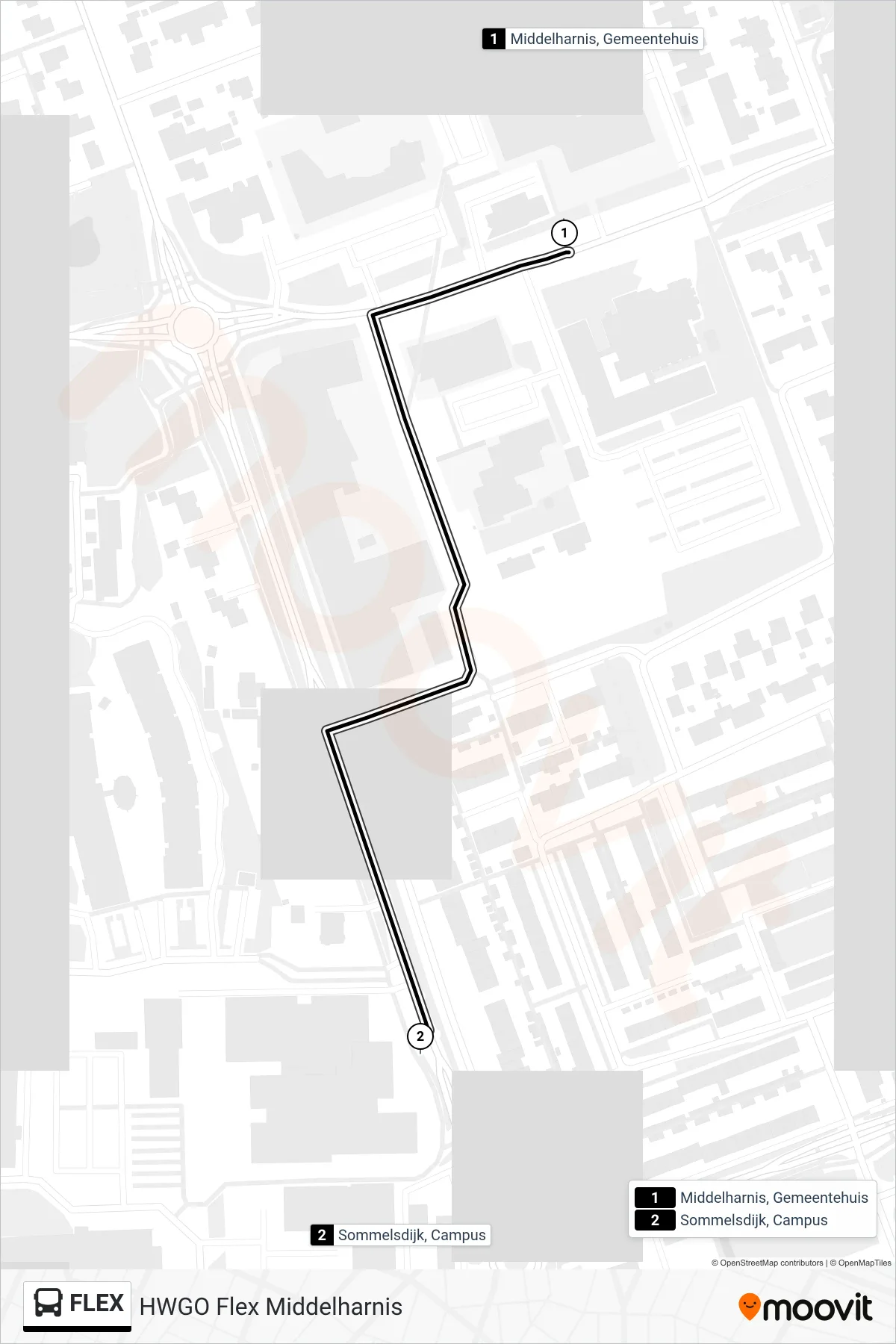 Lijn FLEX (bus, Sommelsdijk Campus): route en haltes op de kaart