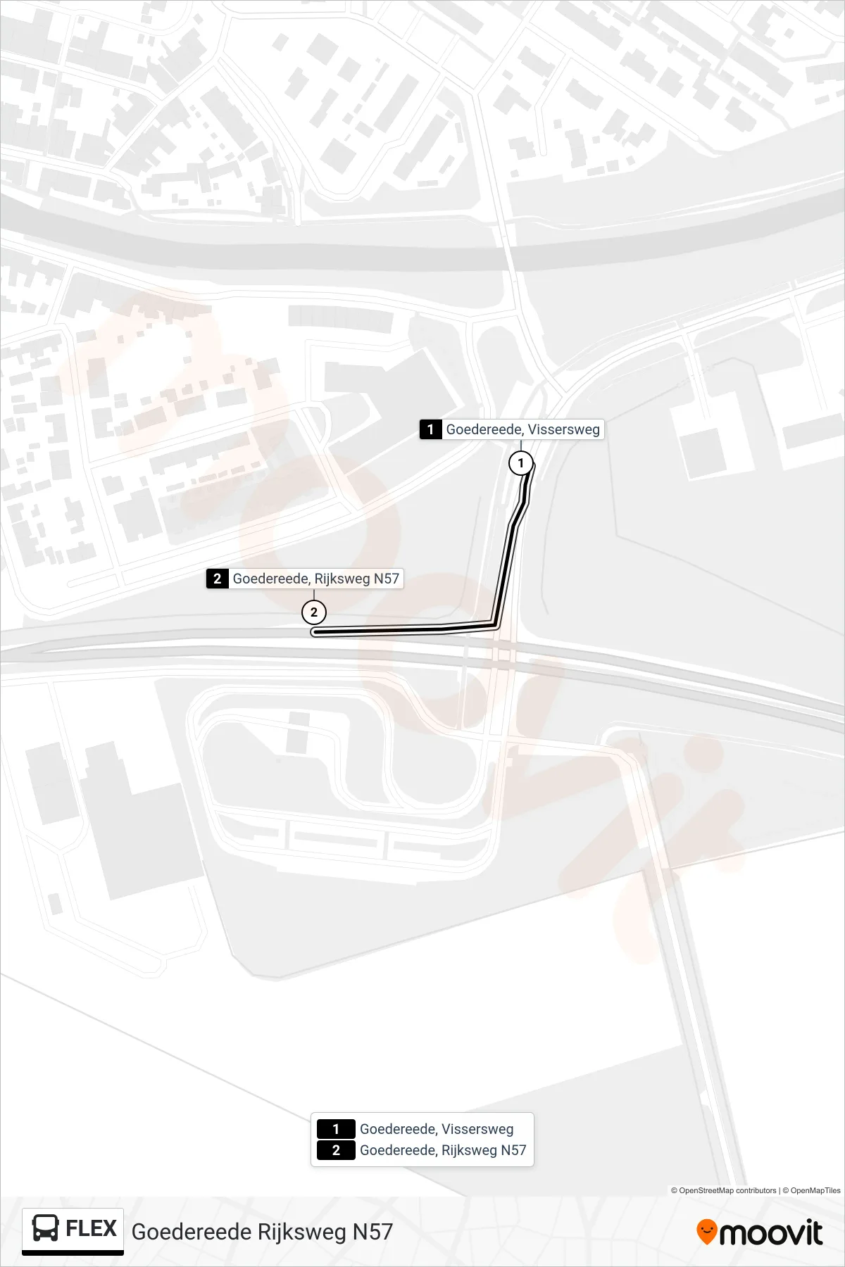 Lijn FLEX (bus, Goedereede Rijksweg N57): route en haltes op de kaart