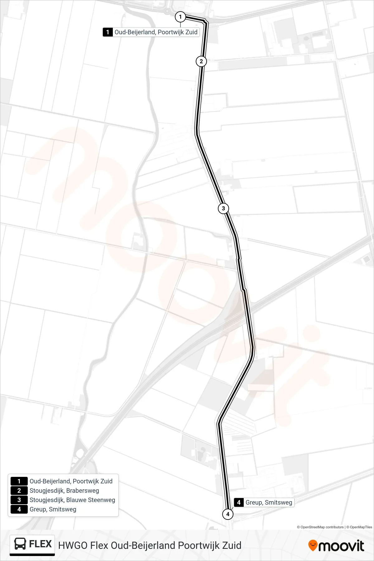 Lijn FLEX (bus, Greup Smitsweg): route en haltes op de kaart