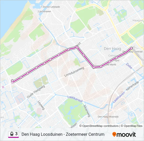 Tram 3 lijnkaart