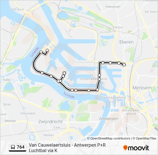 Schema Map.pdf 764 Route: dienstregelingen, haltes en kaarten - Antwerpen P+R Luchtbal ...