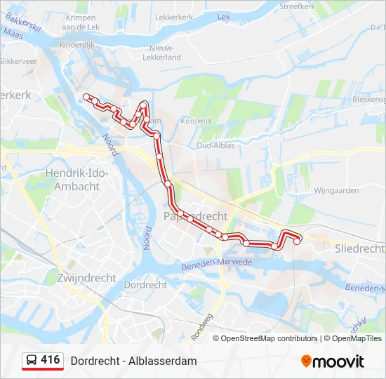 Bus 416 lijnkaart