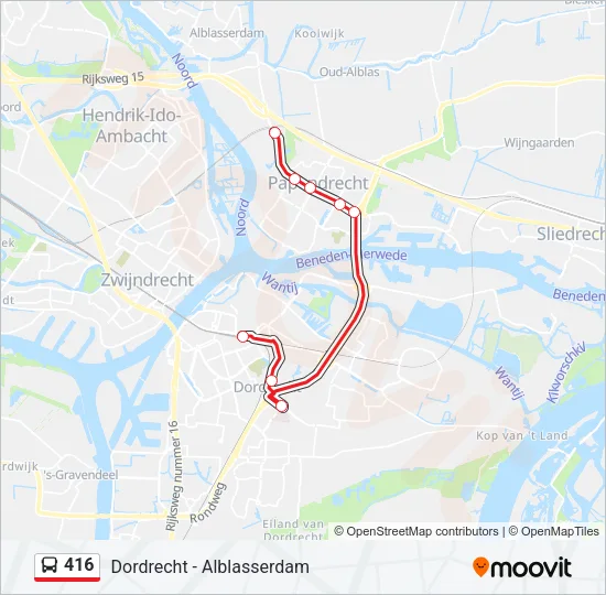Bus 416 lijnkaart