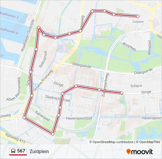 Bus 567 lijnkaart