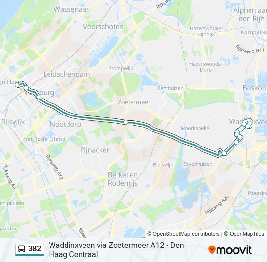 Bus 382 lijnkaart