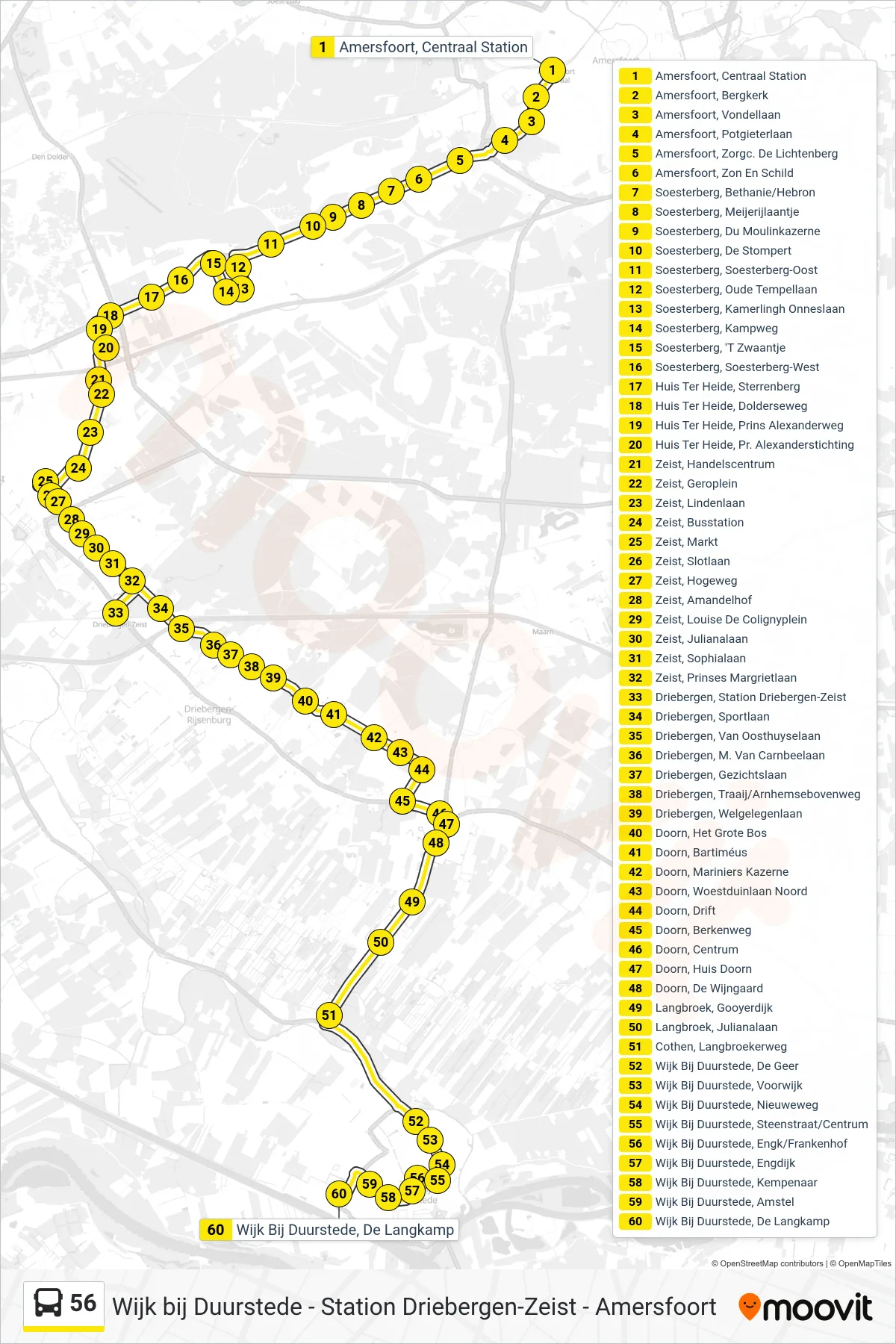 Lijn 56 (bus, Wijk Bij Duurstede): route en haltes op de kaart