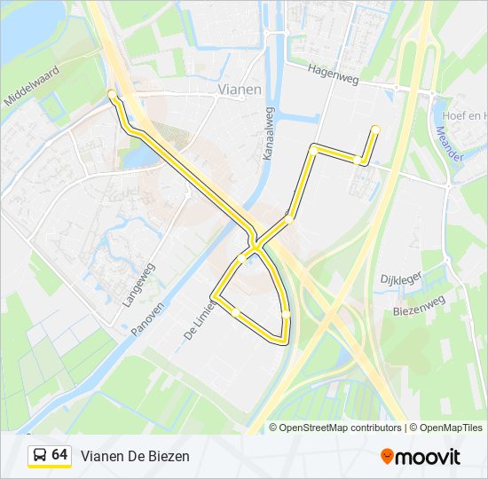 64 Route: Schedules, Stops & Maps - Vianen De Biezen (Updated)